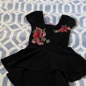 Black Dress with Floral Embroidery